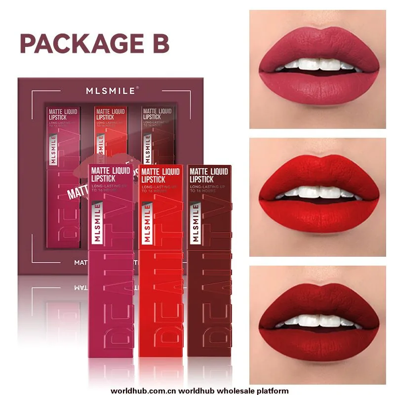 Cross-border exclusive matte liquid lipstick explosive non-stick velvet whitening lip gloss non-fading lip gloss set 2