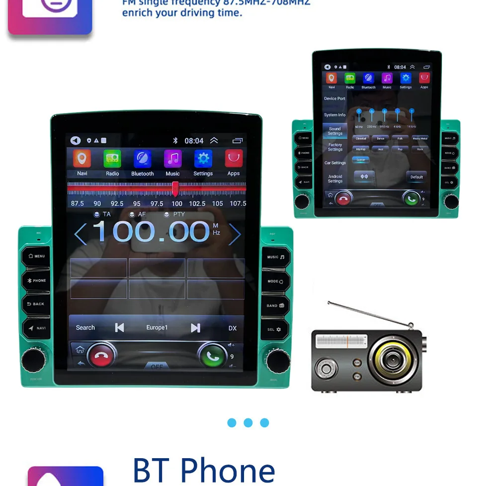 Çapraz aynaya özel 9,7 inç IPS ekran Android navigasyon GPS Bluetooth dikey ekran Donkey Kong çerçeve sunucusu 2