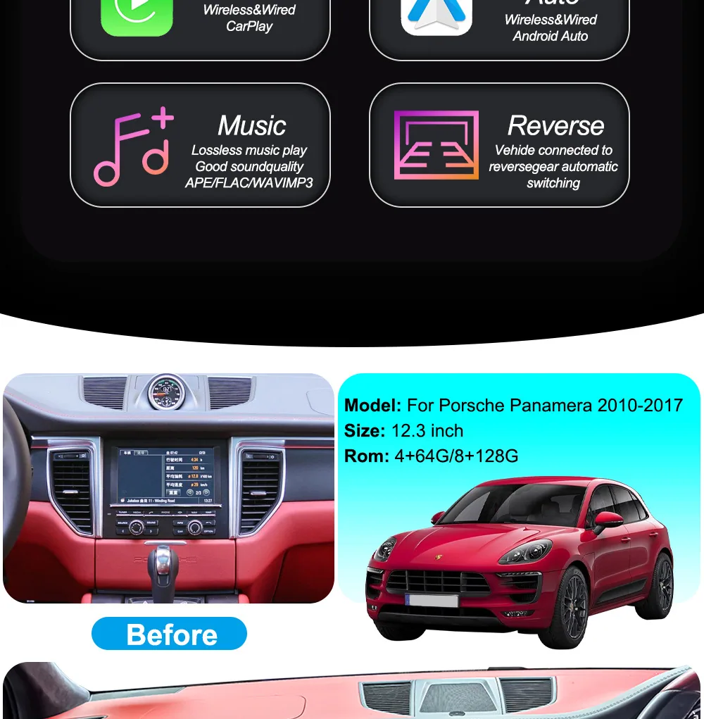Applicable to Porsche Macan 14-17 dual-screen Android 13 system original car upgrade supports carplay 9