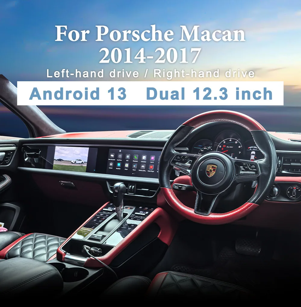 Applicable to Porsche Macan 14-17 dual-screen Android 13 system original car upgrade supports carplay 10