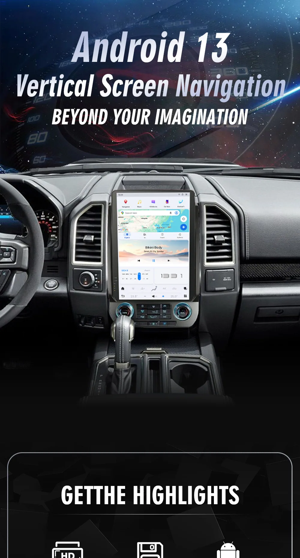 Anwendbar für 2015–2022 Ford Raptor F150 Android Intelligent Navigation 14,4 Zoll Qualcomm Octa-Core 8+128G
