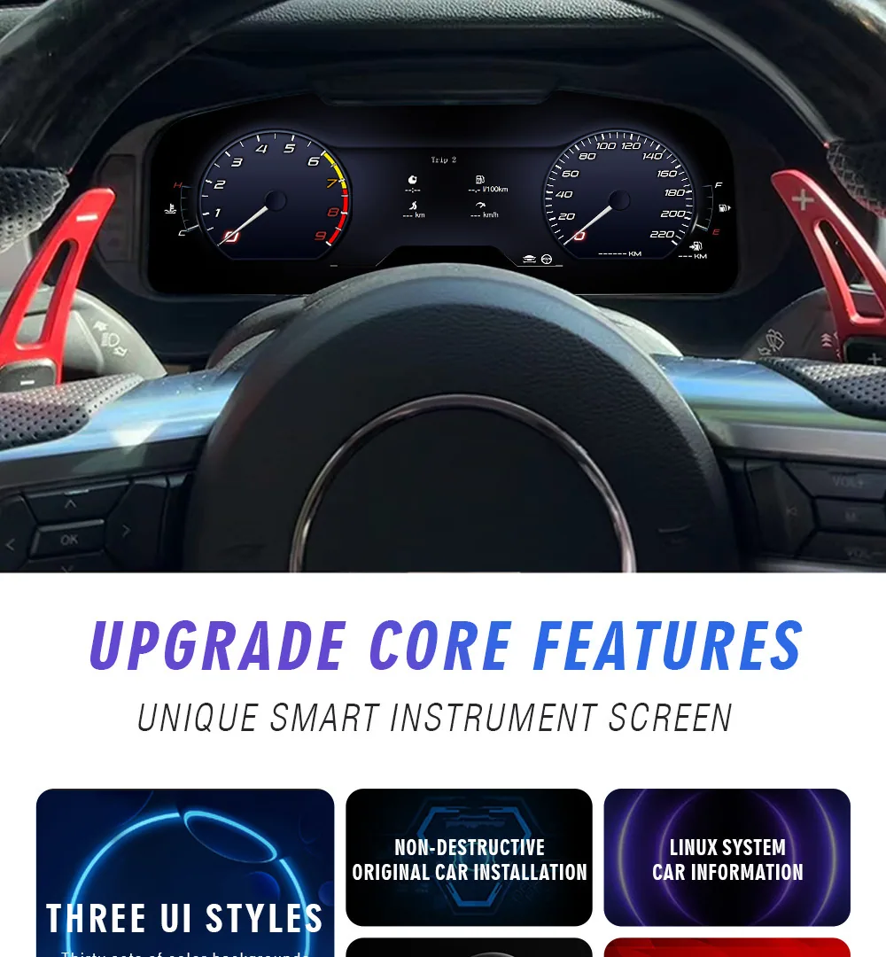 Das neue Modell ist für den Ford Mustang 2015-21 mit 12,3-Zoll-Voll-LCD und intelligentem alten, verbesserten Kombiinstrument geeignet 12