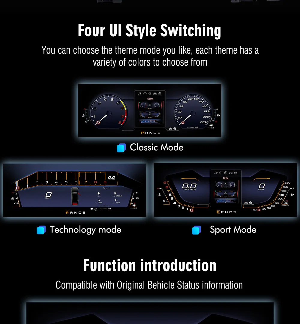 Das neue Modell ist für den Ford Mustang 2015-21 mit 12,3-Zoll-Voll-LCD und intelligentem alten, verbesserten Kombiinstrument geeignet 13