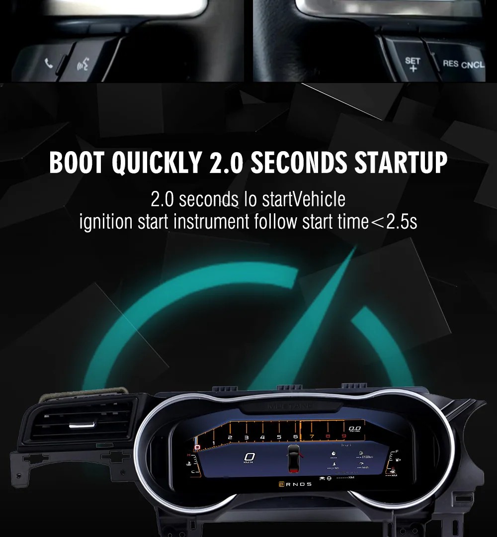 Das neue Modell ist für den Ford Mustang 2015-21 mit 12,3-Zoll-Voll-LCD und intelligentem alten, verbesserten Kombiinstrument geeignet 9