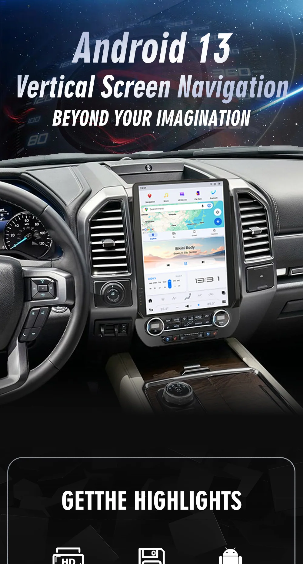 Cross-border applicable 2015-2021 Ford F150 SYNC2 automatic version of the air conditioning central control navigation screen ca