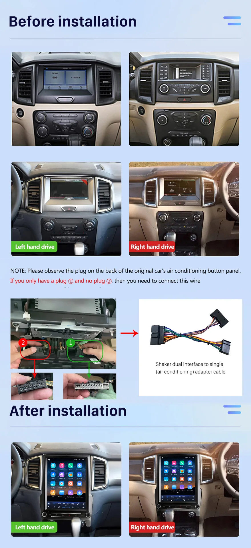 Applicable to 2015 -2022 Ford Everest Ranger Road Shaker Wireless Carplay Android Navigation 6