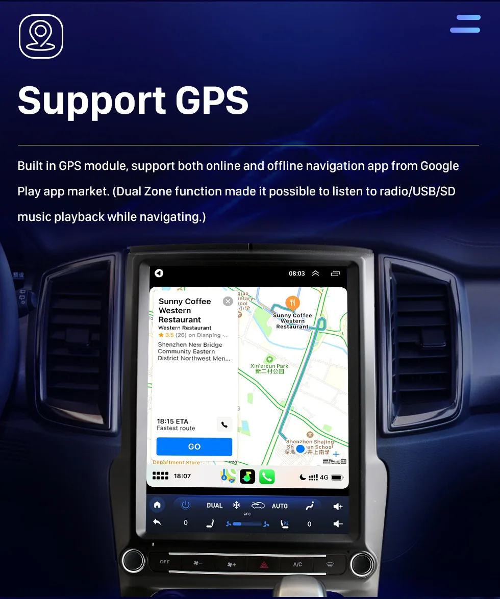 Applicable to 2015 -2022 Ford Everest Ranger Road Shaker Wireless Carplay Android Navigation 4