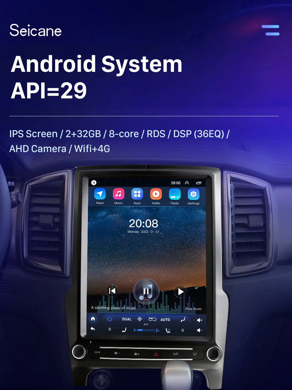 Applicable to 2015 -2022 Ford Everest Ranger Road Shaker Wireless Carplay Android Navigation 3