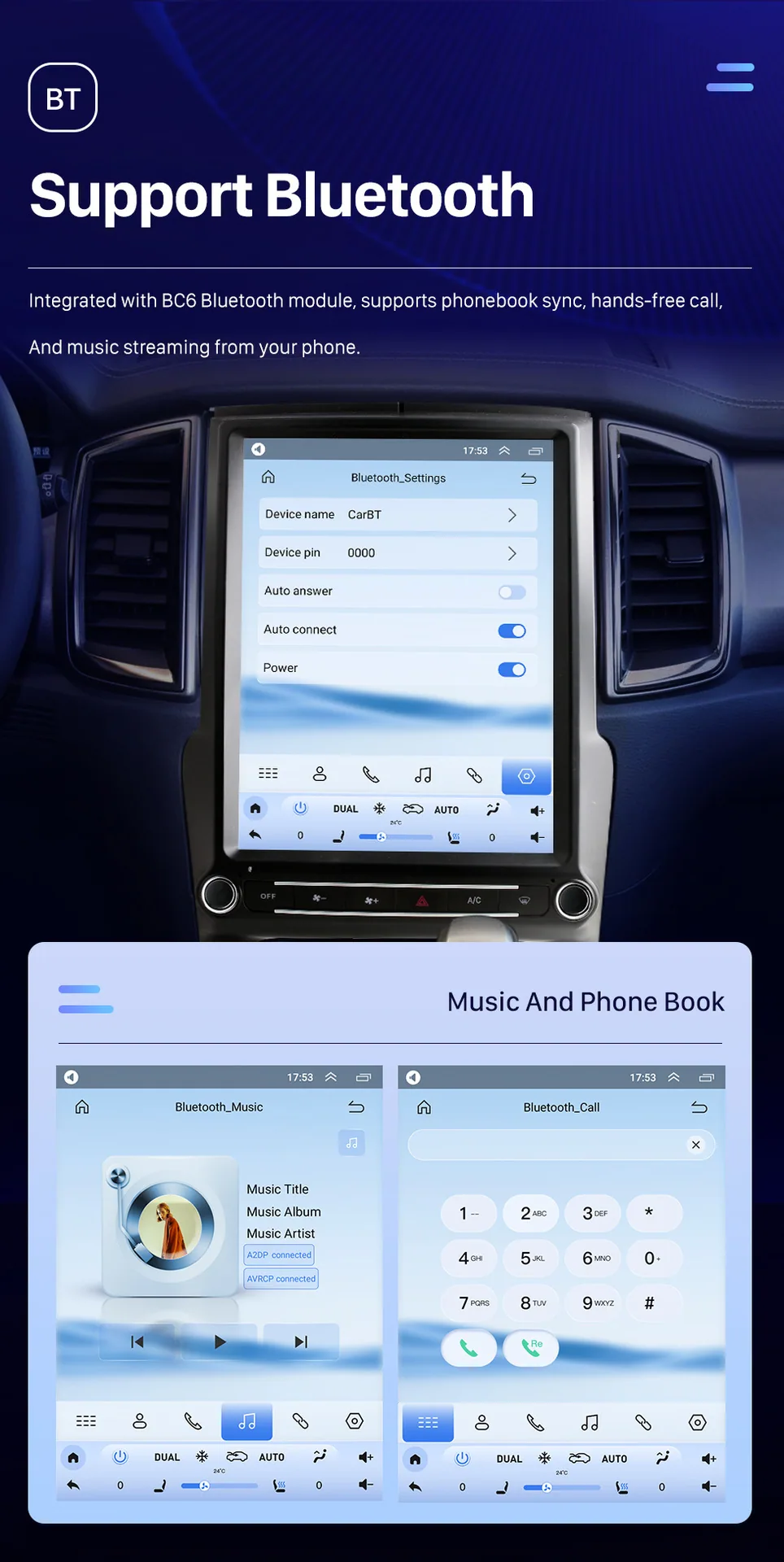 Applicable to 2015 -2022 Ford Everest Ranger Road Shaker Wireless Carplay Android Navigation 15