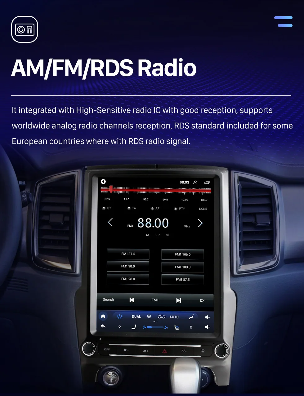 Applicable to 2015 -2022 Ford Everest Ranger Road Shaker Wireless Carplay Android Navigation 5