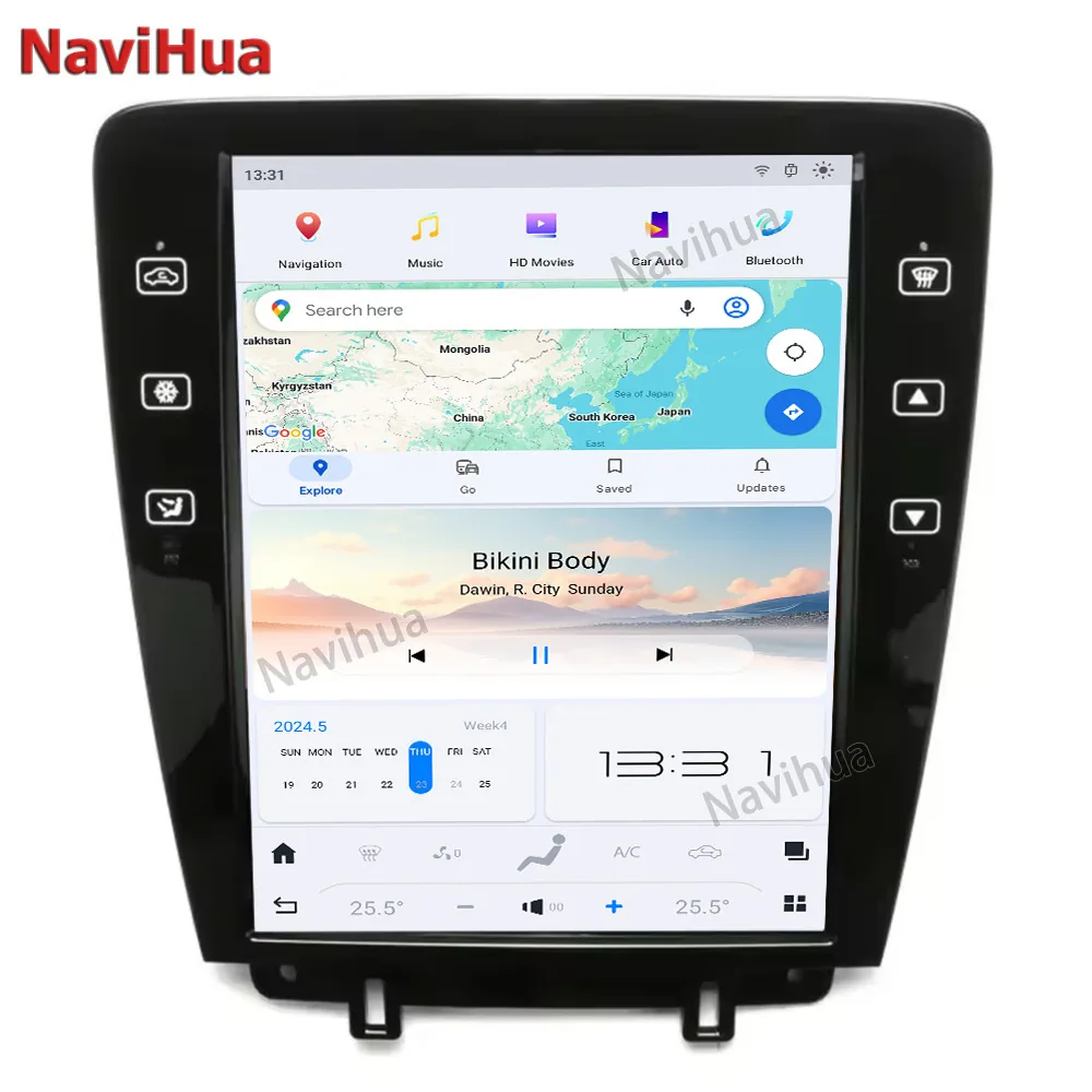 It is suitable for Ford's old Mustang Android intelligent central control modified vertical screen navigation panoramic rever