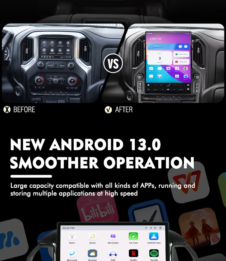 It is suitable for Chevrolet Silverado GMC Sierra Qualcomm 15.6-inch vertical screen car navigation