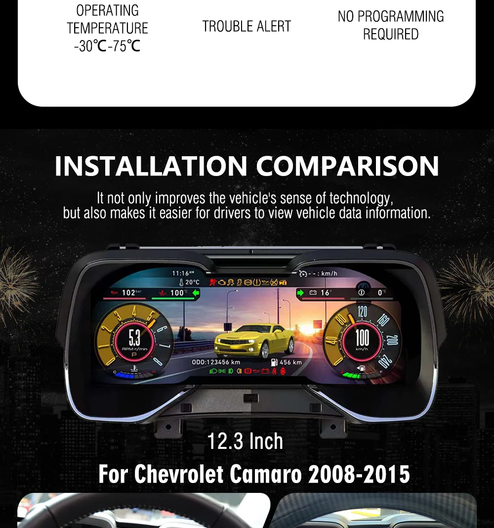 For Camaro Chevrolet Camaro 2005-2015 old model upgrade new LCD instrument cluster 13