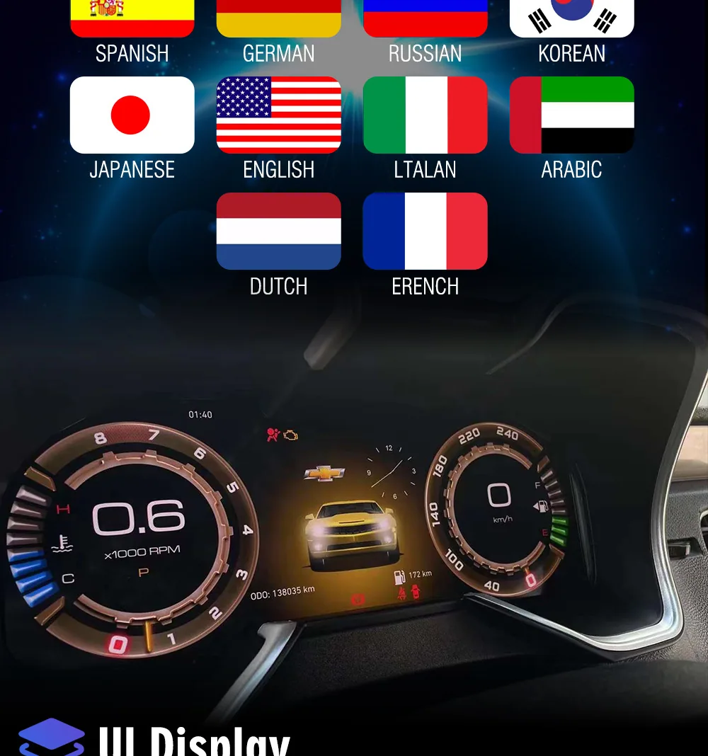 For Camaro Chevrolet Camaro 2005-2015 old model upgrade new LCD instrument cluster 11