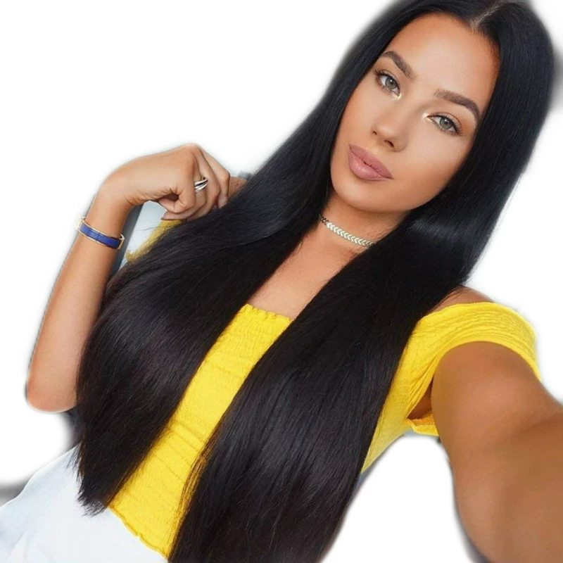 African cross-border wig women's long straight hair middle parting African chemical fiber headgear women's straight Wave manufac