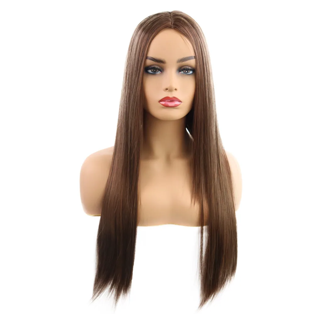 European and American fashion African wigs black medium length straight hair women's chemical fiber high temperature silk full h 3