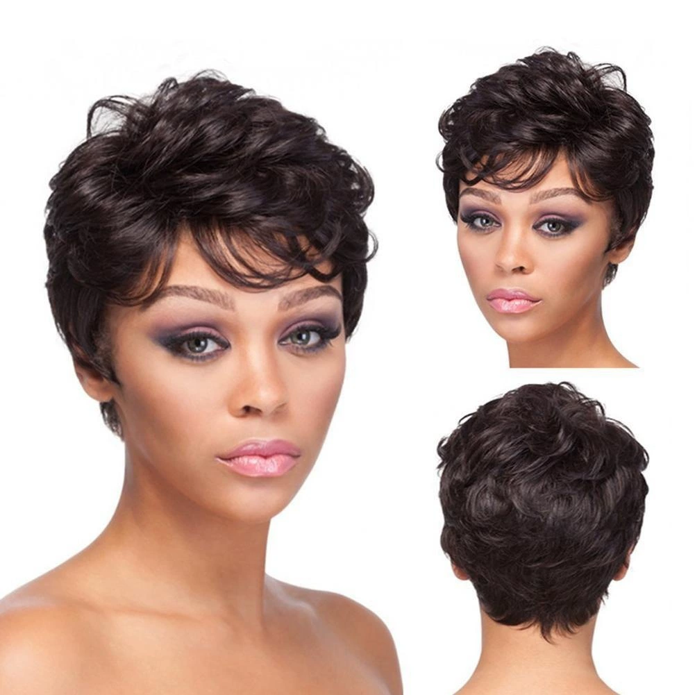 ebay European and American ladies wig African small curl short hair chemical fiber high temperature silk foreign trade cross-bor