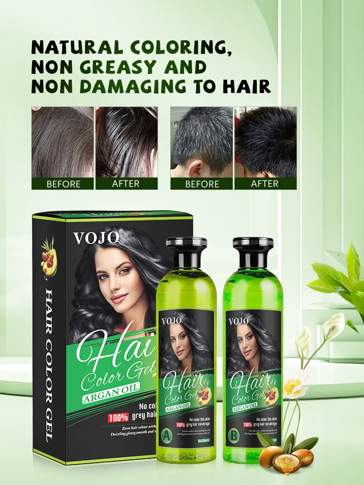 VOJO Cross-border Hair Dyeing Hair Gel Washable Disposable Hair Dyeing Black Gel 250*2ml Vegetable Hair Dyeing 11