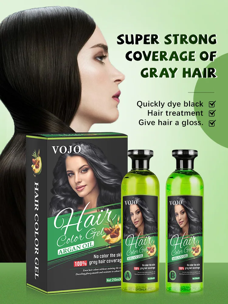 VOJO Cross-border Hair Dyeing Hair Gel Washable Disposable Hair Dyeing Black Gel 250*2ml Vegetable Hair Dyeing 10