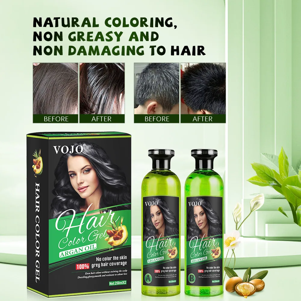 VOJO Cross-border Hair Dyeing Hair Gel Washable Disposable Hair Dyeing Black Gel 250*2ml Vegetable Hair Dyeing 3