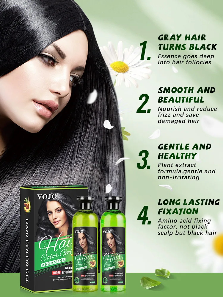 VOJO Cross-border Hair Dyeing Hair Gel Washable Disposable Hair Dyeing Black Gel 250*2ml Vegetable Hair Dyeing 12