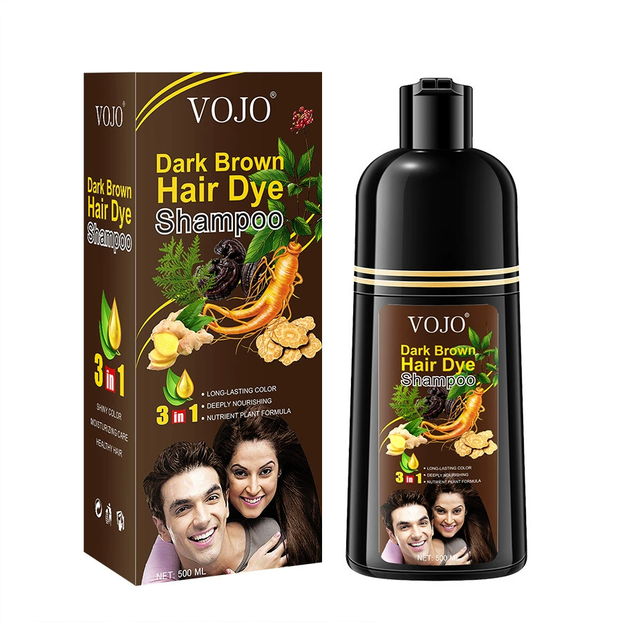 VOJO factory foreign trade hair dye cream direct sales new 500ml ginseng brown hair dye shampoo