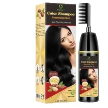 Vicky factory direct sales hair dye plant natural one comb hair dye cream one wash color white to black 5