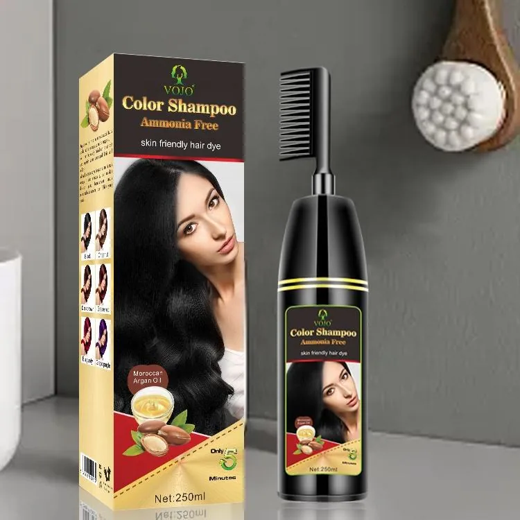 Vicky factory direct sales hair dye plant natural one comb hair dye cream one wash color white to black 2