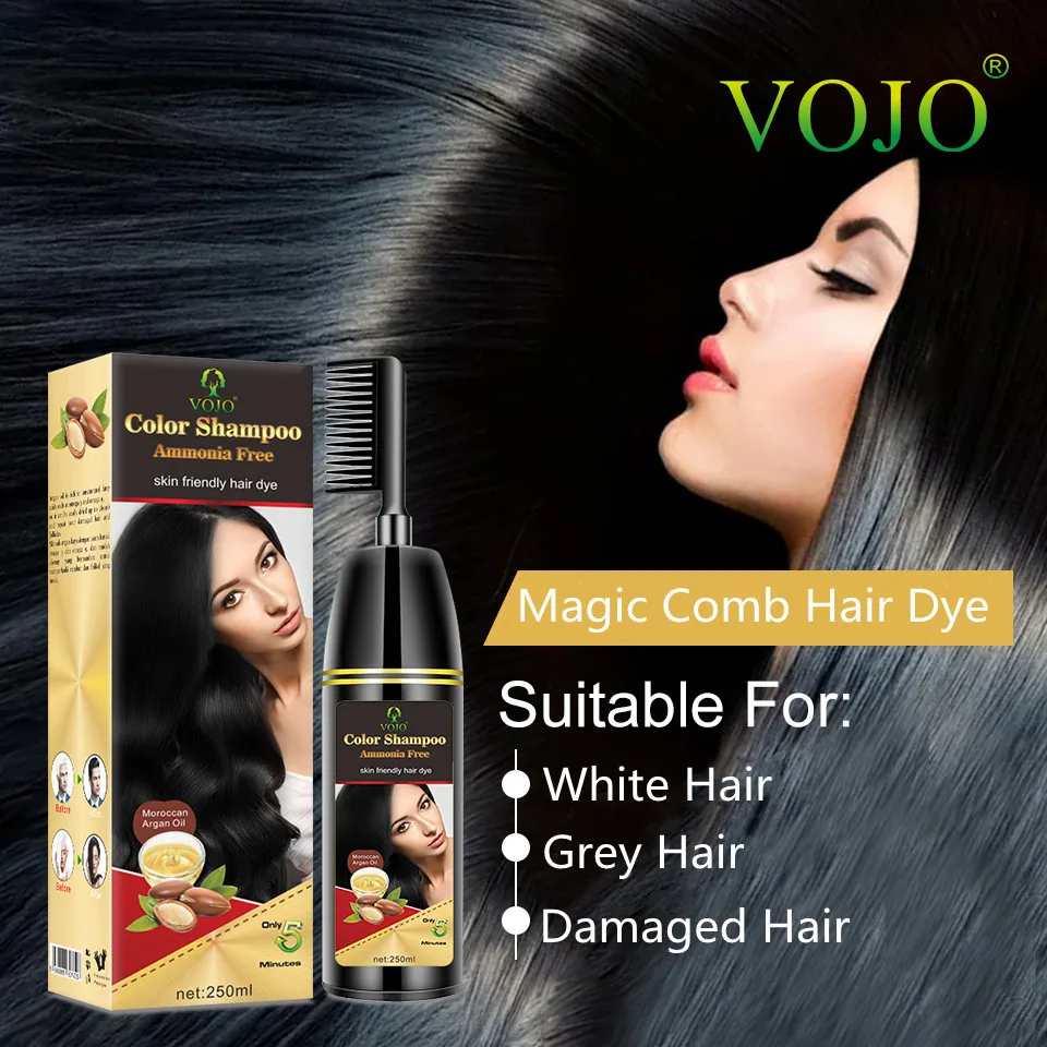 Vicky factory direct sales hair dye plant natural one comb hair dye cream one wash color white to black 11