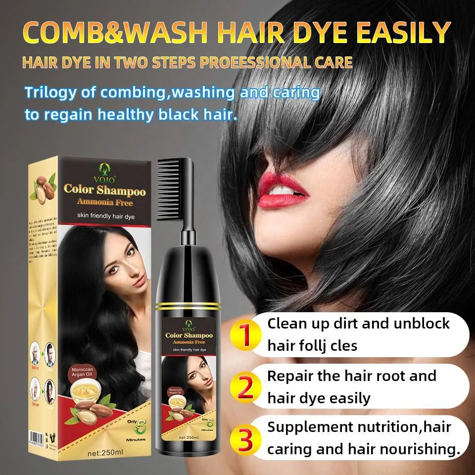 Vicky factory direct sales hair dye plant natural one comb hair dye cream one wash color white to black 3