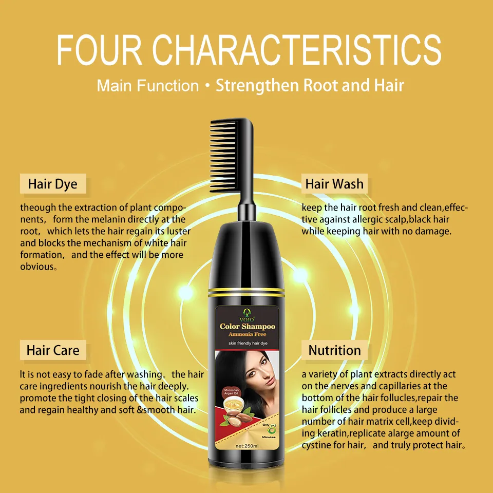 Vicky factory direct sales hair dye plant natural one comb hair dye cream one wash color white to black 14