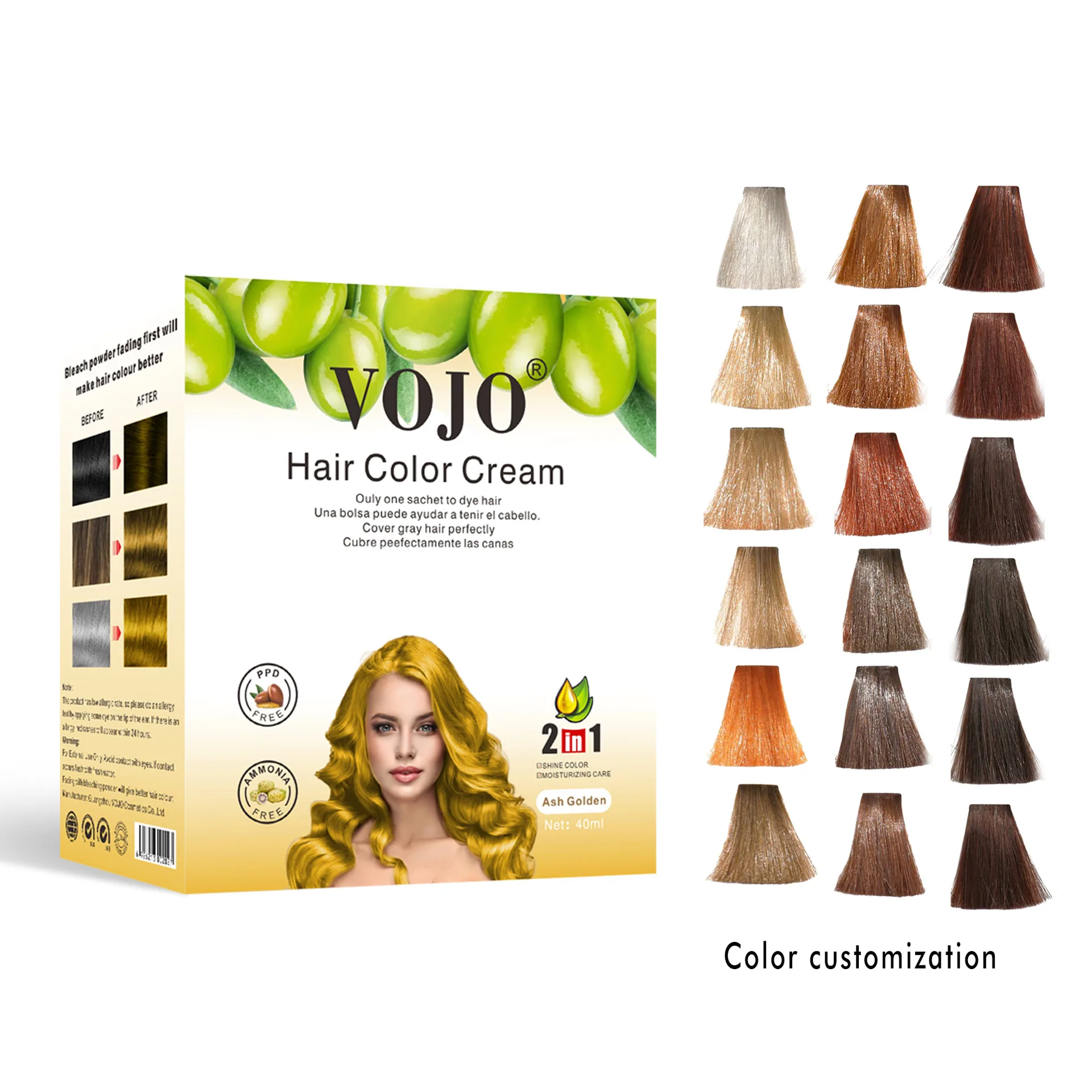 40Ml*10 Tas Warna Pasta Pewarna Coklat Ungu Efek Pencelupan Cepat Pewarna Rambut Tahan Lama