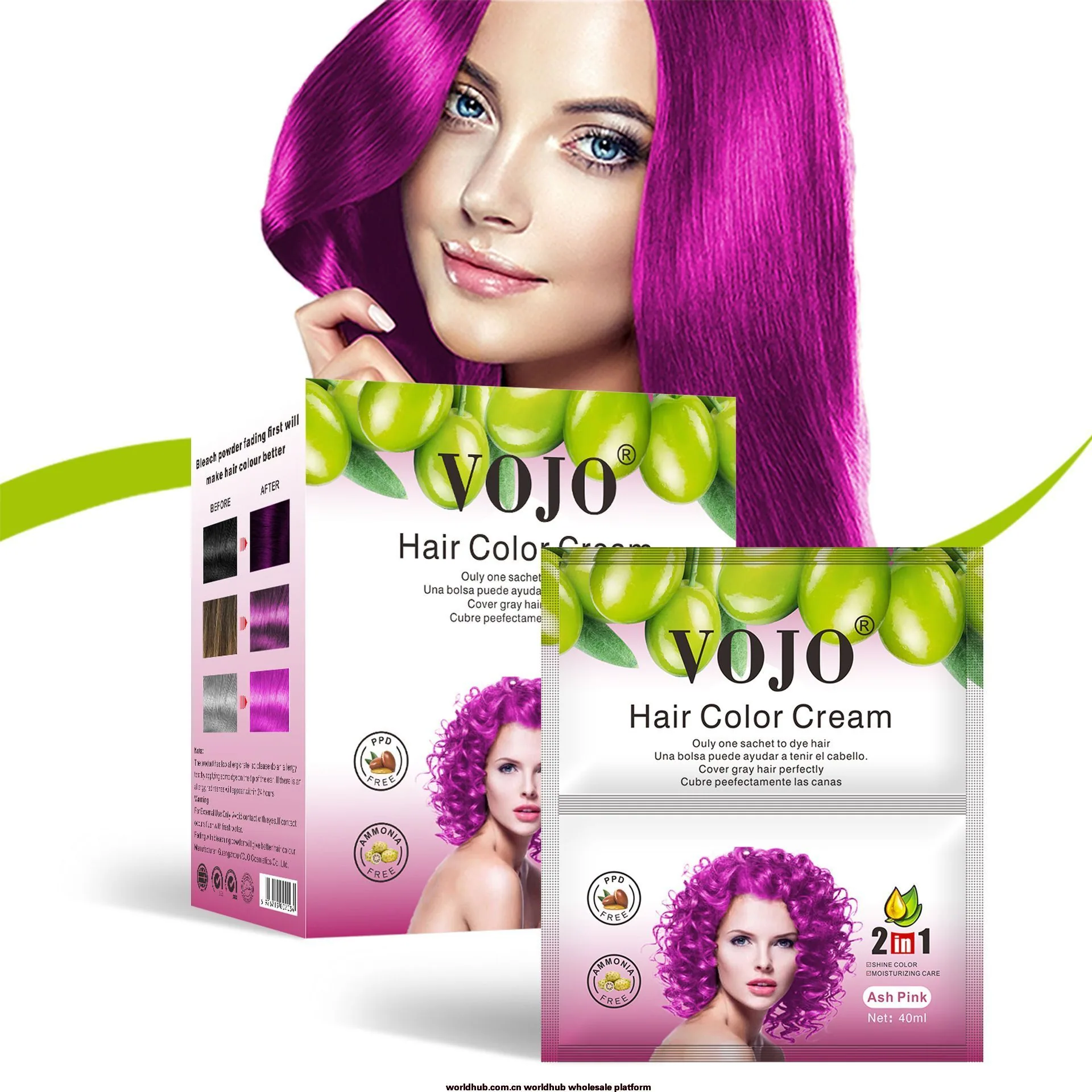 Vicky cross-border export ammonia-free plant hair dye cream popular pink hair dye spot wholesale