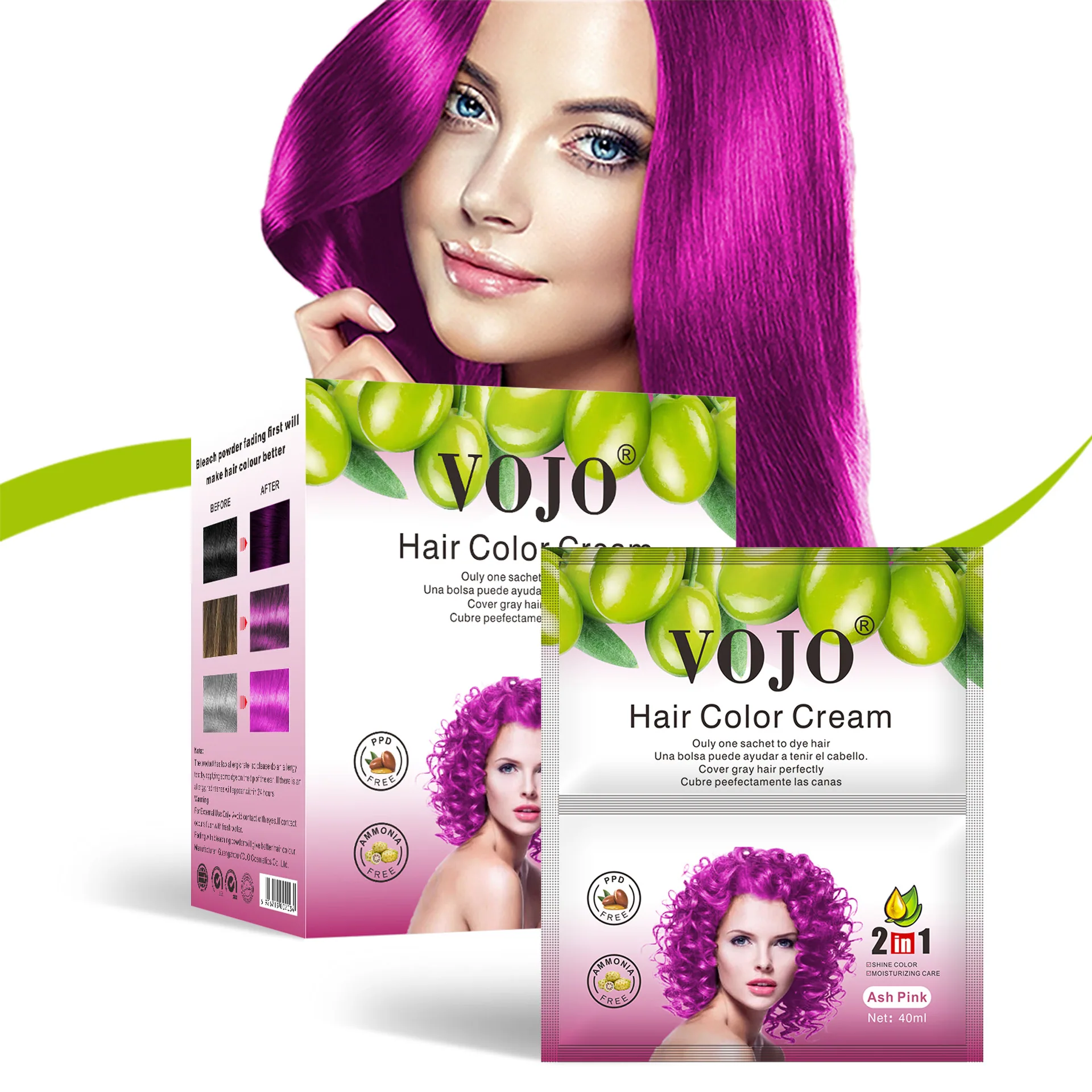 Vicky cross-border export ammonia-free plant hair dye cream popular pink hair dye spot wholesale 6