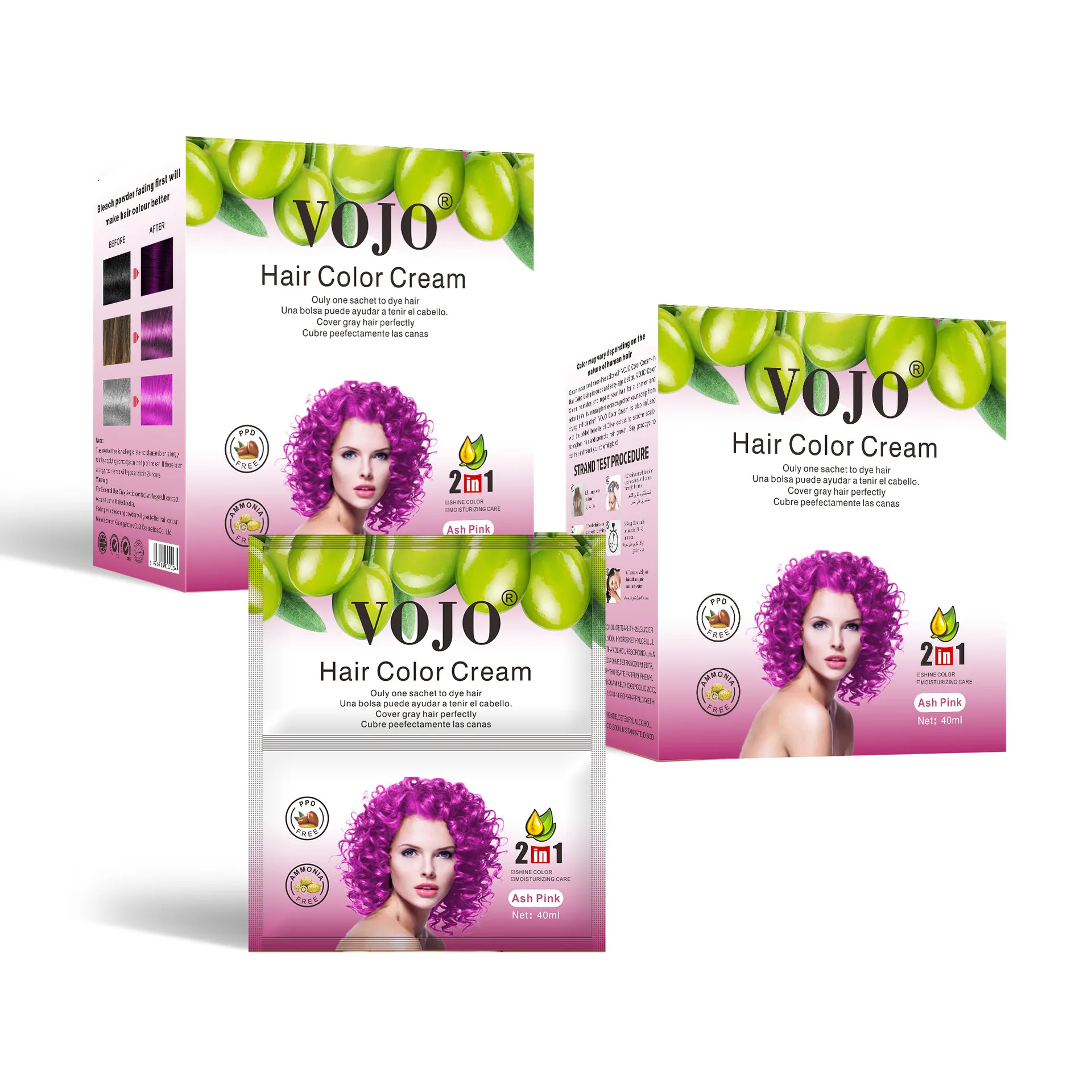Vicky cross-border export ammonia-free plant hair dye cream popular pink hair dye spot wholesale 2