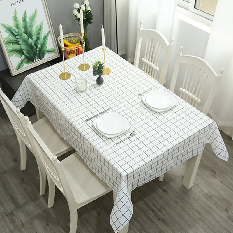 Home Nordic Tablecloth Modern Simple Style Tablecloth Fruit Scalding Waterproof Oil Resistant Disposable PVC Plaid Tablecloth