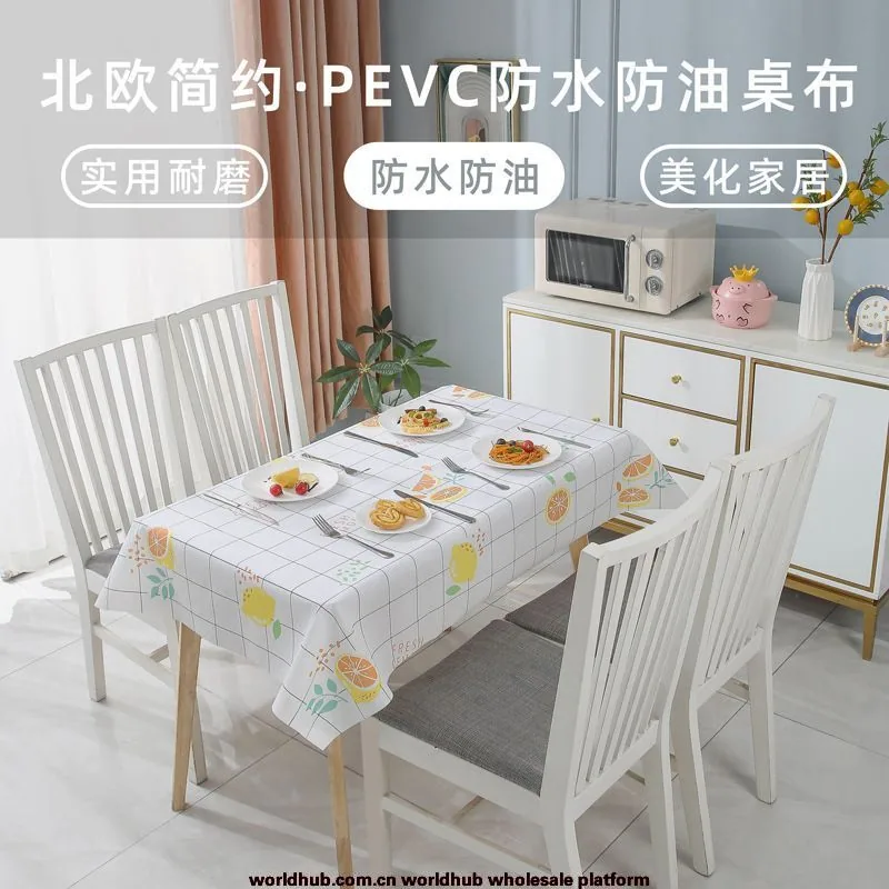 New Modern Simple Style Tablecloth Waterproof and Oilproof PVC White Plaid Tablecloth Home Household Disposable Nordic CMXG