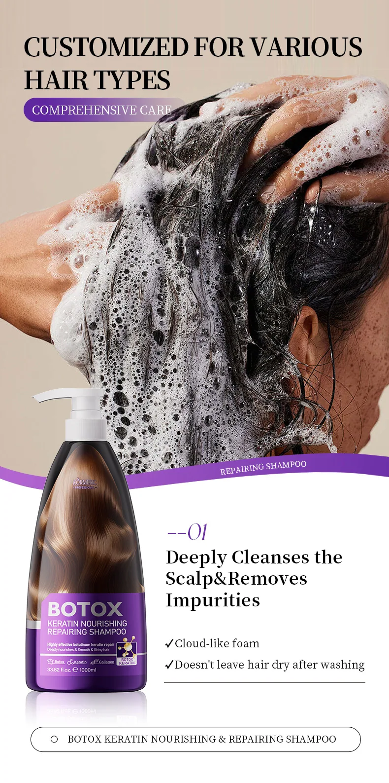 KORMESIC refrescante controle de óleo queratina shampoo brilhante e flexível shampoo transfronteiriço fabricantes de comércio exterior atacado 22