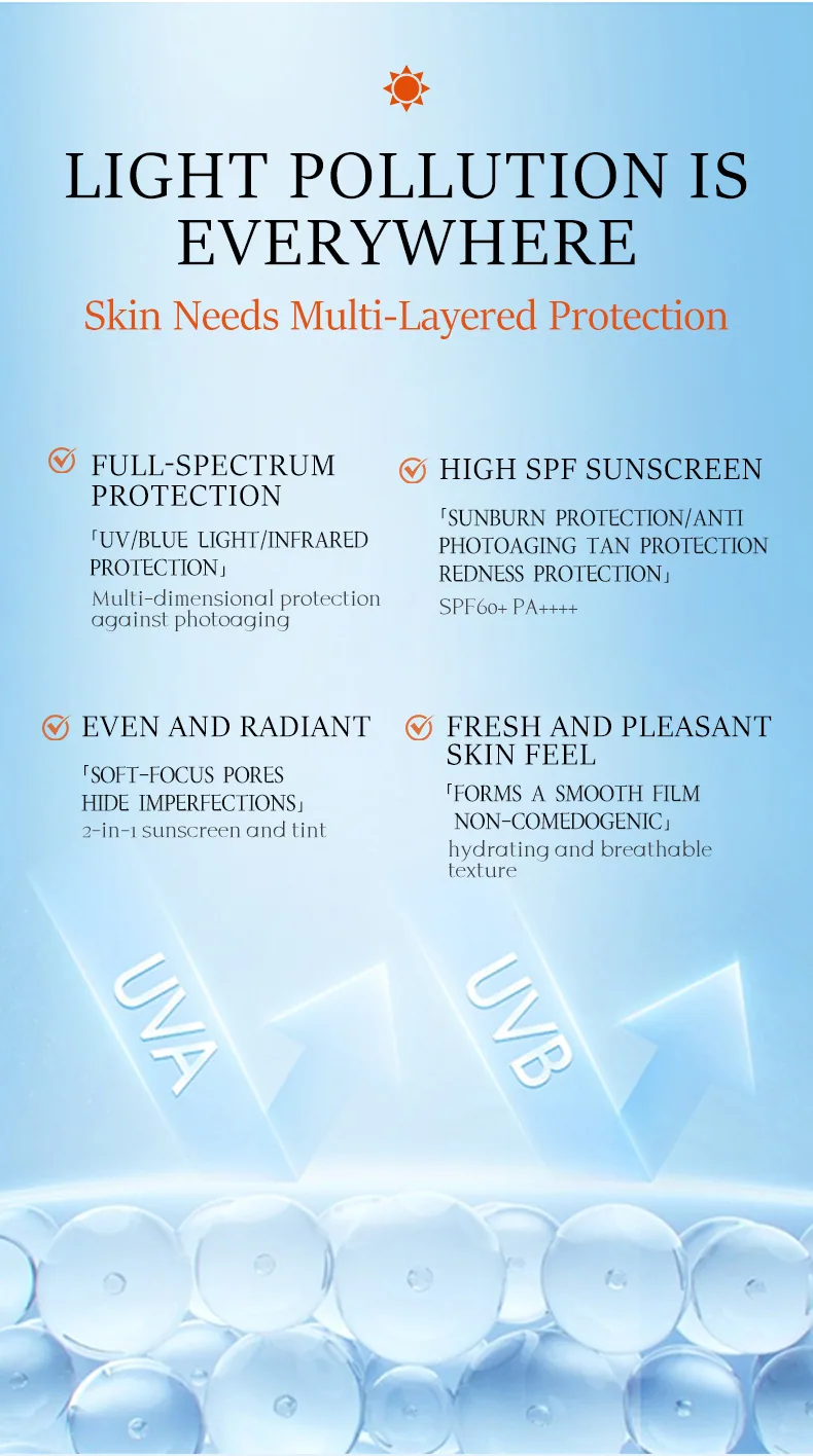 KORMESIC Facial Tinted Sunscreen Sunscreen Refreshing Non-greasy Cross-border foreign trade manufacturers wholesale 14