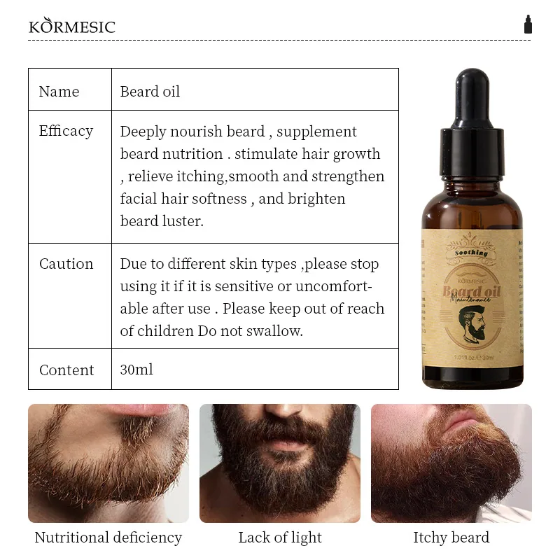 Full English KORMESIC beard oil facial care men's cross-border foreign trade manufacturers wholesale 9