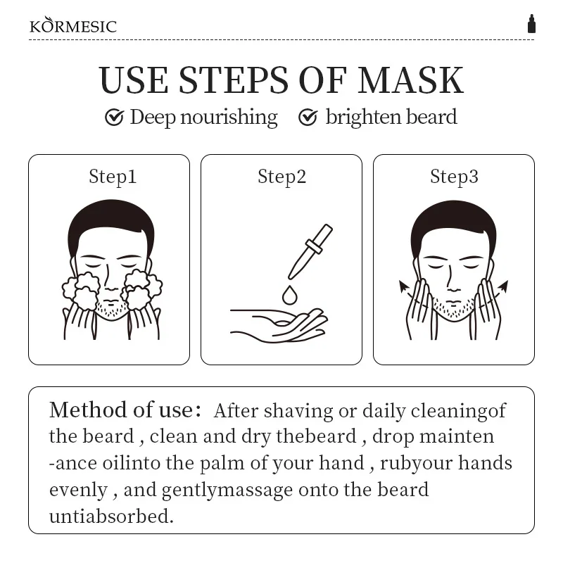 Full English KORMESIC beard oil facial care men's cross-border foreign trade manufacturers wholesale 13