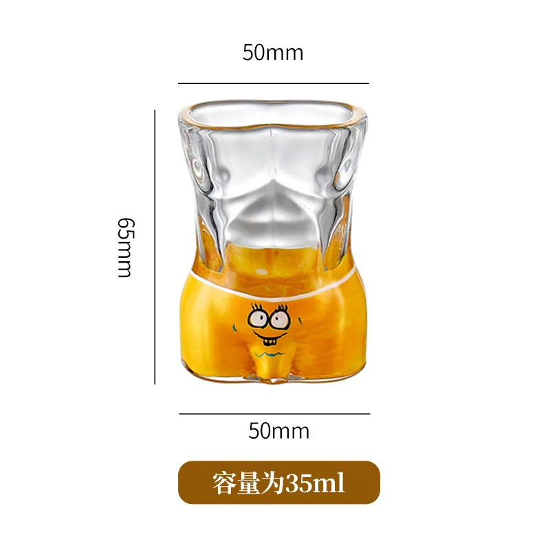 ins style glass tasting cup bar beer wine glass spoof creative human body cup Korean style soju liquor glass