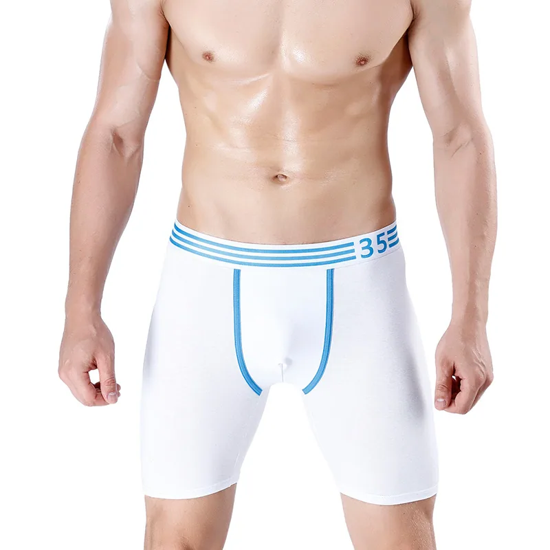 Men's sports extended cotton U convex boxer briefs for running anti-wear legs, five-point pants with long flat boxer trousers 6