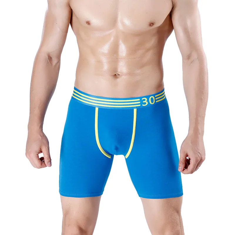 Men's sports extended cotton U convex boxer briefs for running anti-wear legs, five-point pants with long flat boxer trousers 7