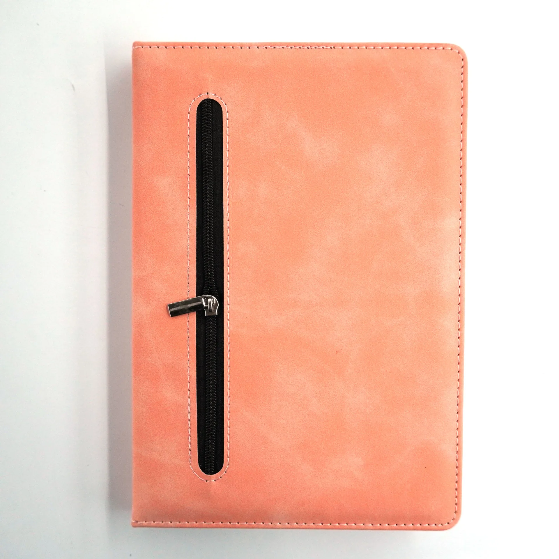 Zipper notepad business series PU notebook stitched diary simple office color nubuck leather surface 4
