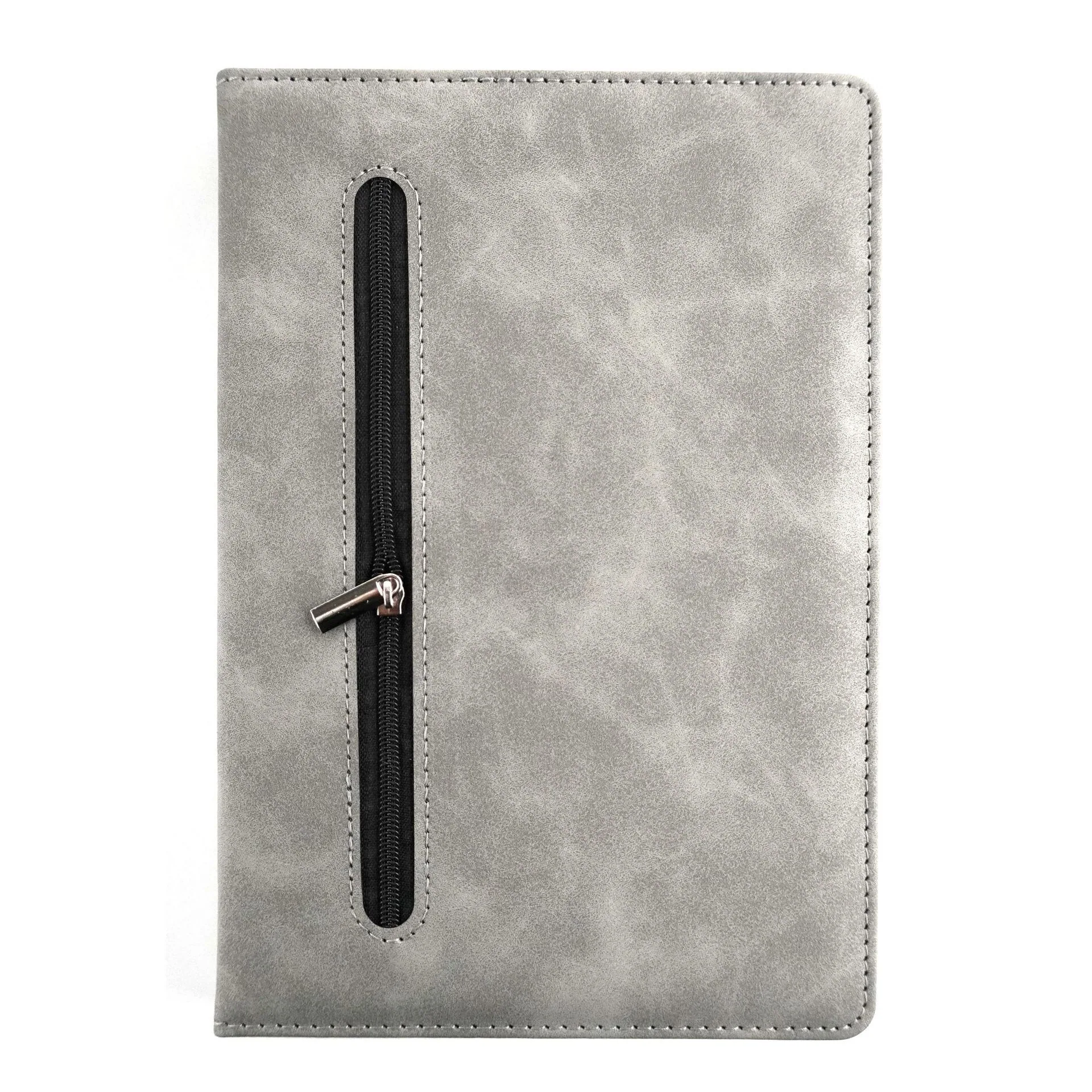 Zipper notepad business series PU notebook stitched diary simple office color nubuck leather surface 2