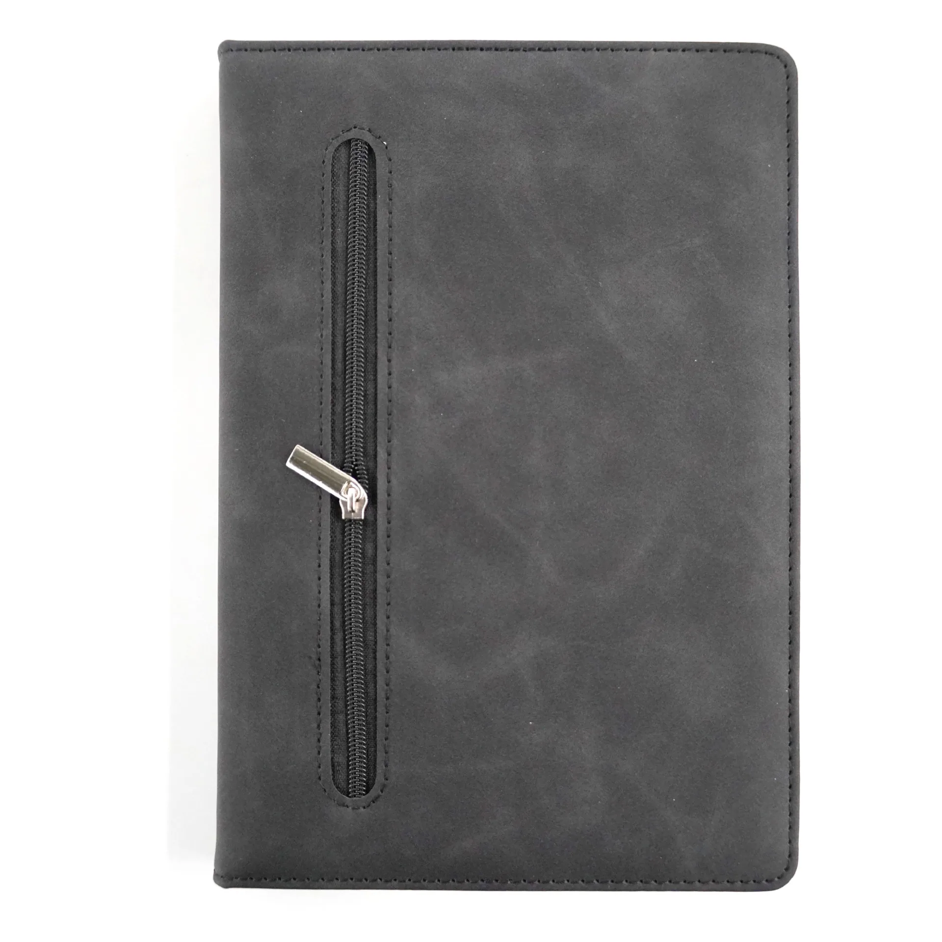 Zipper notepad business series PU notebook stitched diary simple office color nubuck leather surface