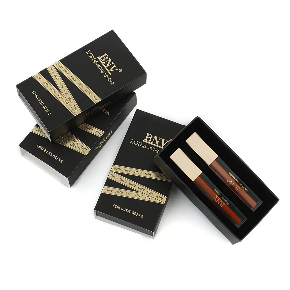 BNV matte lip gloss waterproof formula swatch on hand showing non-stick cup velvet finish