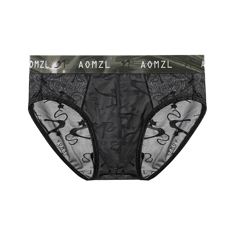 Arrogant Love Men's Ice Silk Jacquard Briefs Super Breathable Sexy Triangle Briefs