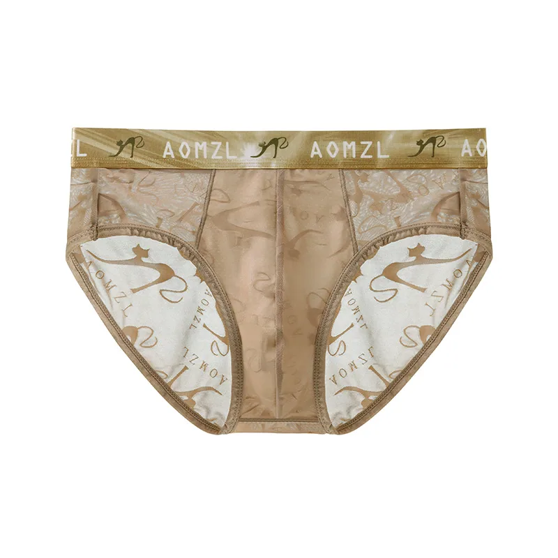 Arrogant Love Men's Ice Silk Jacquard Briefs Super Breathable Sexy Triangle Briefs 4
